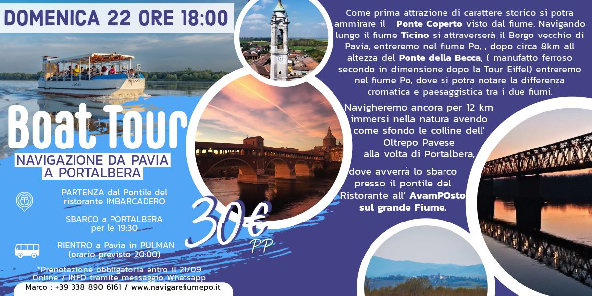 Boat Tour, Navigazione Da Pavia A Portalbera