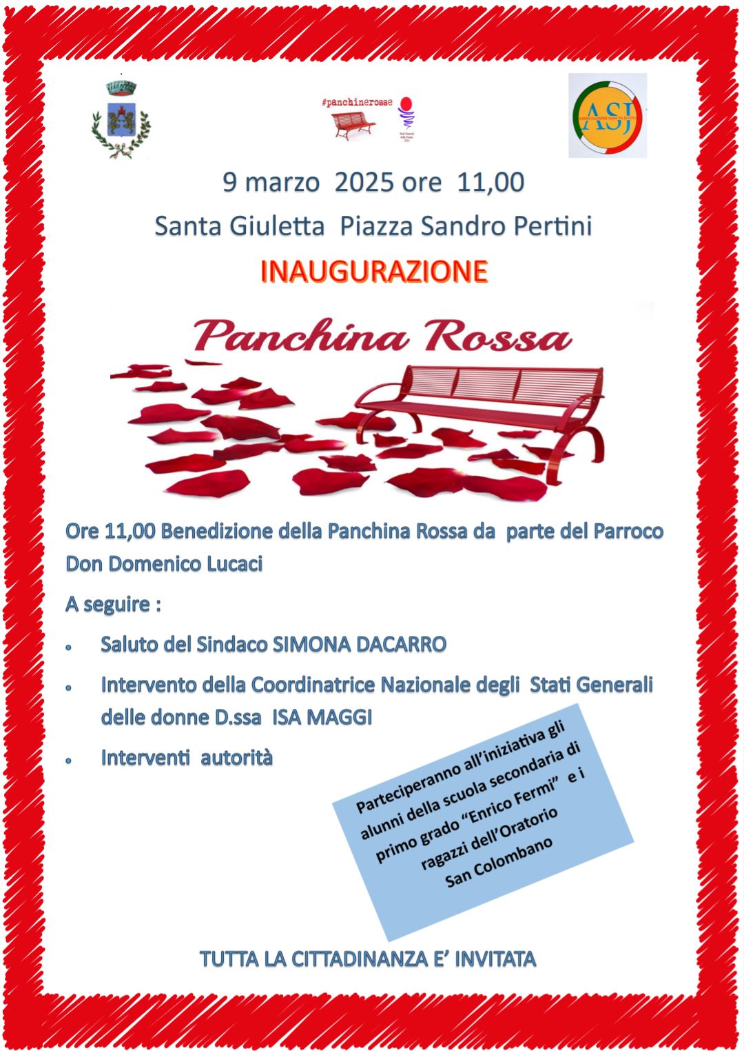 Inaugurazione Panchina Rossa - Santa Giuletta