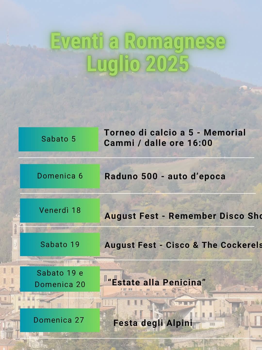 Estate a Romagnese - Eventi Luglio