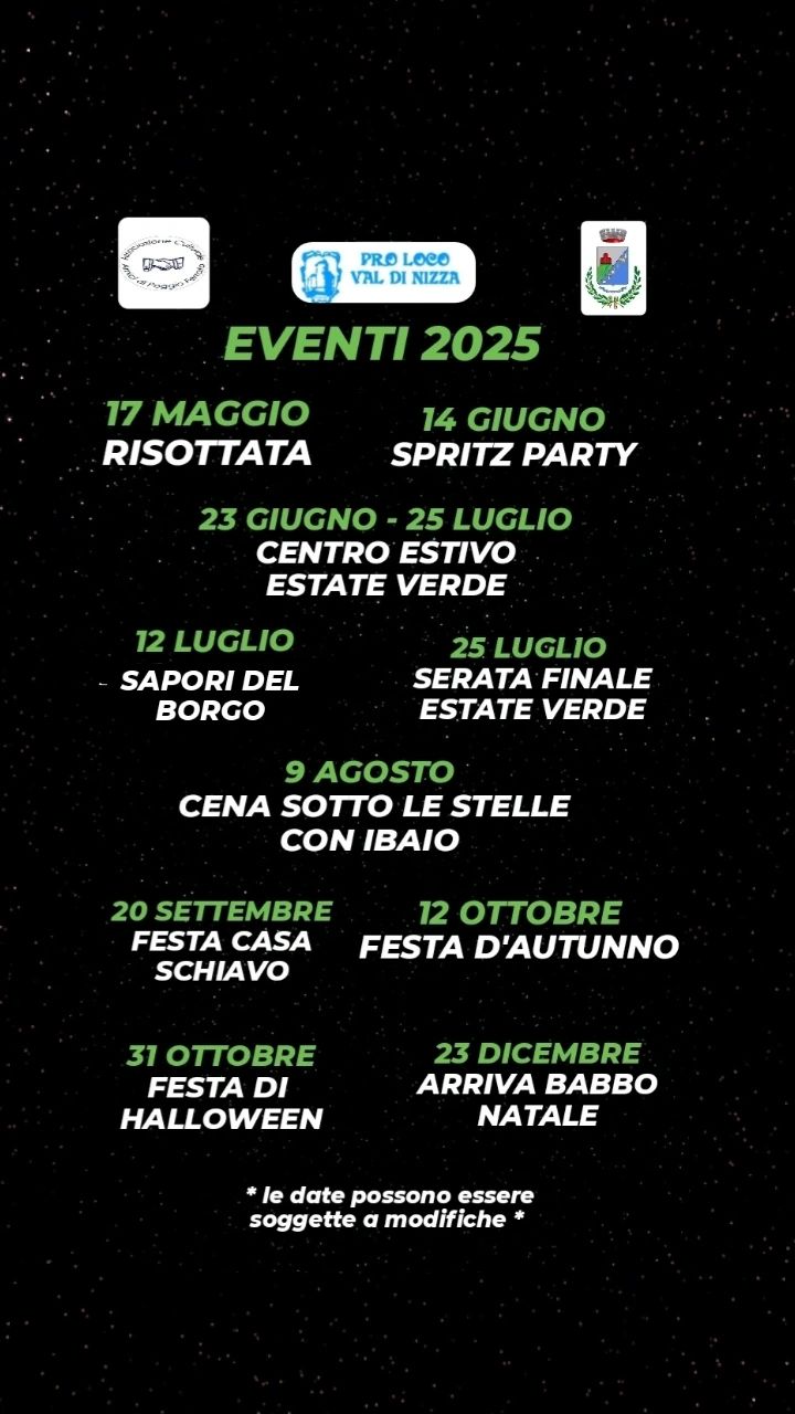 Pro Loco di Val di Nizza - Eventi 2025